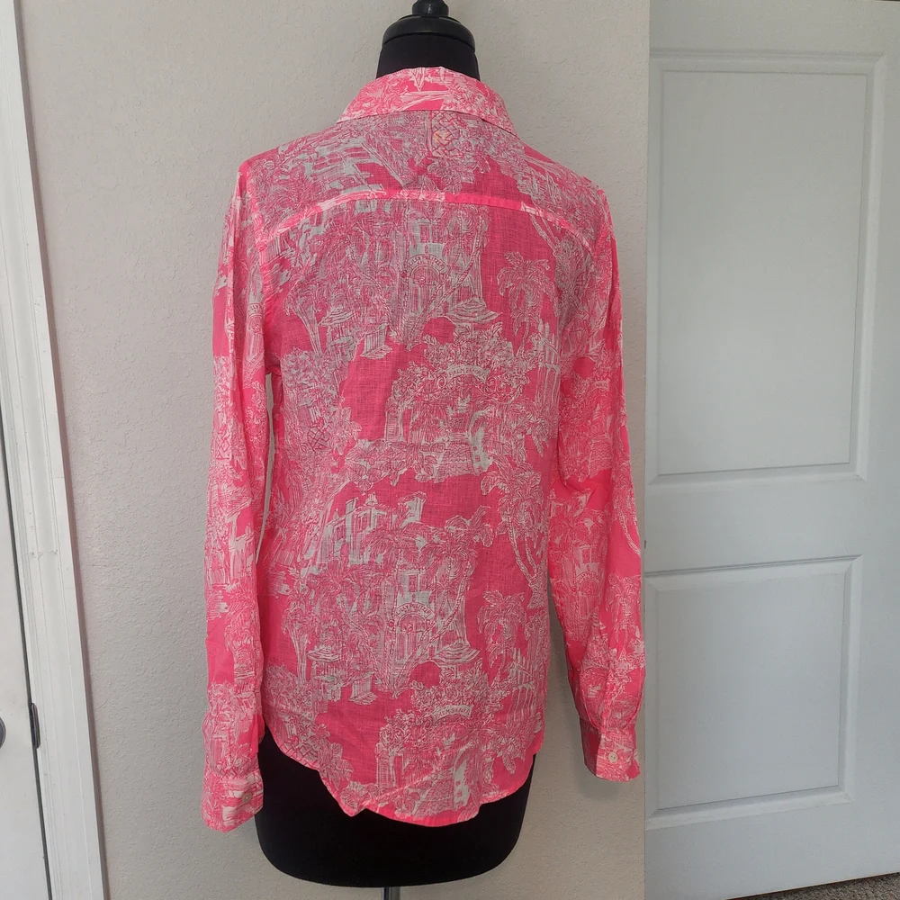 Lilly Pulitzer Vibrant Pink Button-Down Shirt - Picture 6 of 12